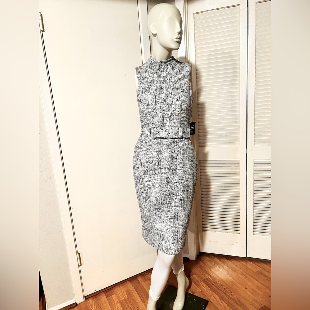 Crew Neck Cap Sleeve Midi Sheath Dress
